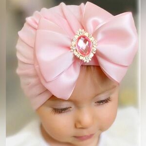 Soft Baby Turban with Satin Bow 0-6 months